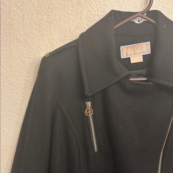 MICHAEL Michael Kors Women Black Long Zip Pea Coat with Gold Accents Size 4 - Picture 6 of 6